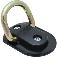 Black Abus Mechanical wall/floor anchor with U-shaped steel shackle and two visible mounting screws.
