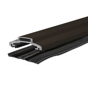 Brown aluminium glazing bar with a 60mm width, 3000mm length, featuring an end cap and a 55mm rafter gasket, showcasing a sleek, modern design.
