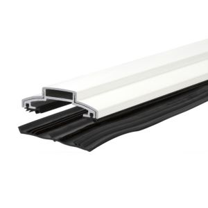White aluminium glazing bar with a 60mm width and 3600mm length, featuring an end cap and a 55mm black rafter gasket for secure installation.