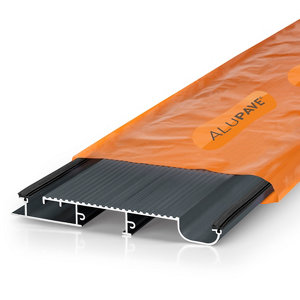 Grey fireproof flat roof and decking board with a full-seal design, featuring an orange Alupave logo, measuring 3 meters in length and made of durable material.