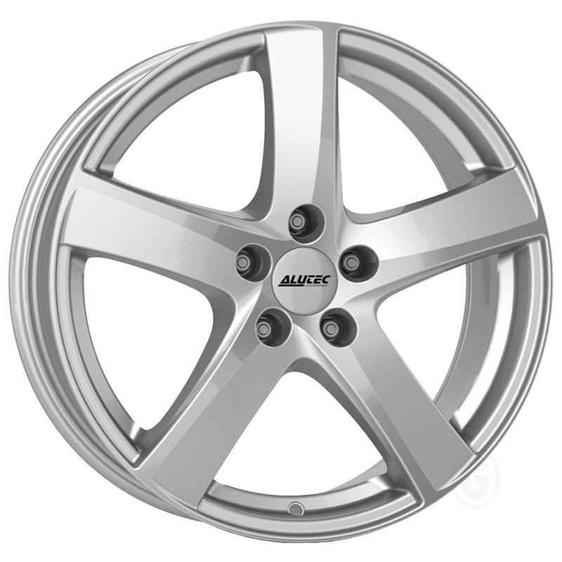 Alutec Freeze Alloy Wheel in Polar Silver, featuring a sleek 5-spoke design, 17x7 inch size, ET45 offset, 5x112 PCD, and 57.1mm centre bore.