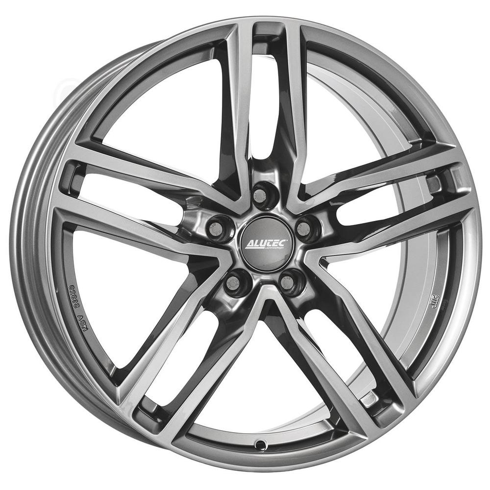 Alutec Ikenu alloy wheel in gunmetal finish, featuring a sleek 5-spoke design, 16x6.5 inch size, ET38 offset, 5x100 PCD, and 57.1mm centre bore.