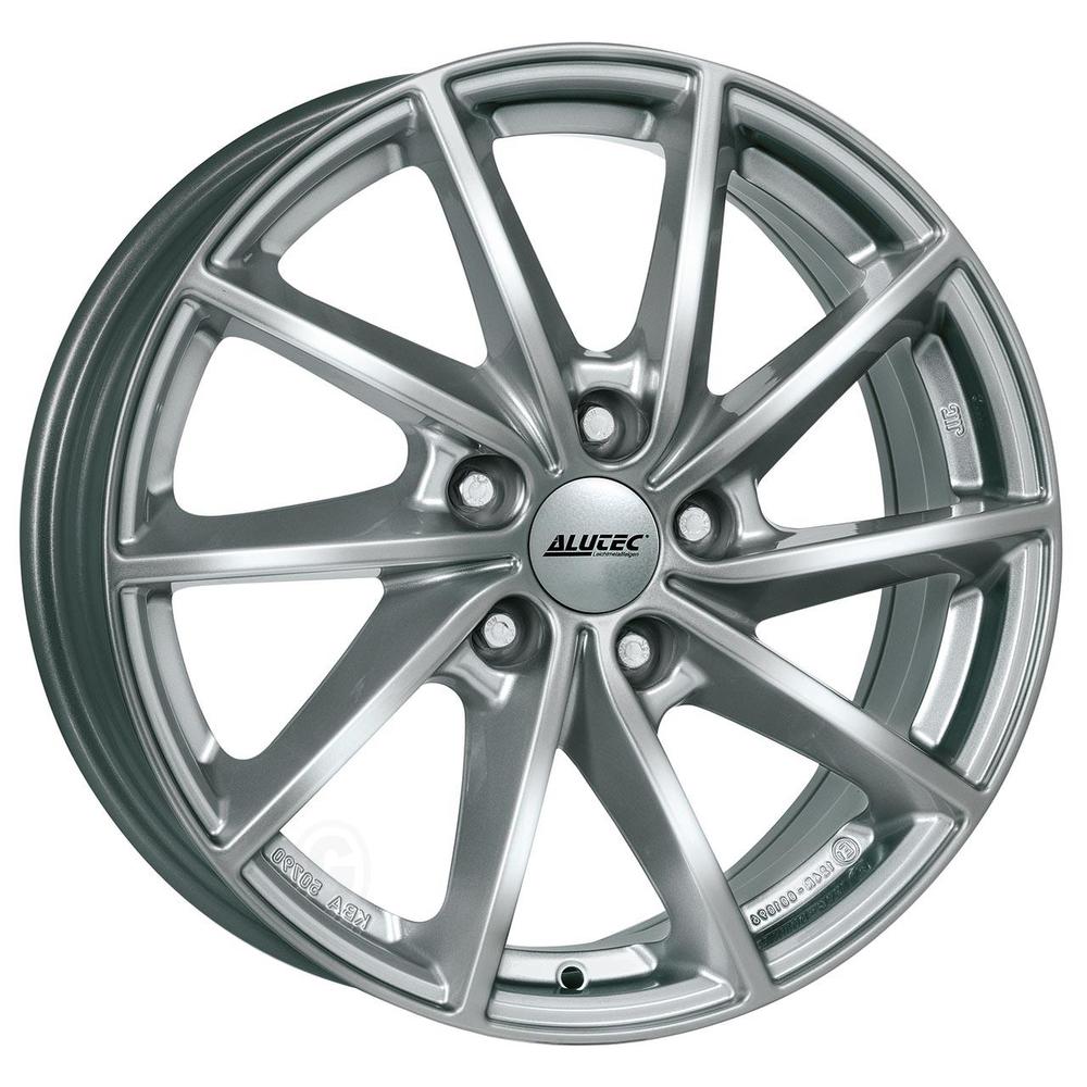 Alutec Singa alloy wheel in Polar Silver, featuring a sleek design with 10 spokes, 15x6 inch size, ET47.5, 4x108 PCD, and a centre bore of up to 110mm.