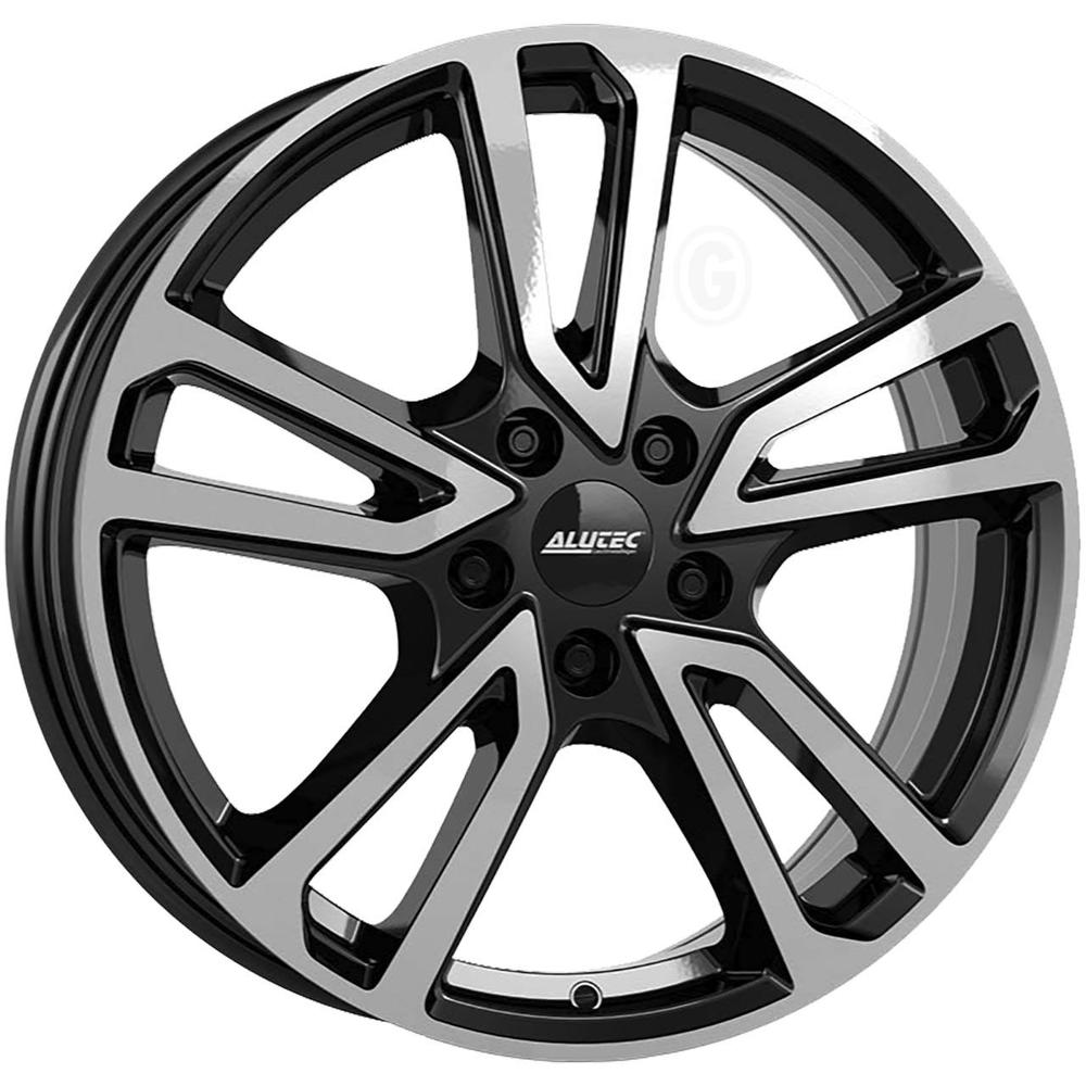 Alutec Tormenta alloy wheel in diamond black and polished finish, featuring a sleek 5-spoke design, 18x7 inch size, ET48 offset, and 5x114.3 PCD with a 67.1mm centre bore.