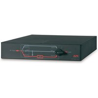 Black APC SBP6KRMI2U maintenance bypass panel with red wiring diagram and control switch on front panel.
