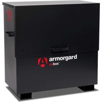 Black Armorgard Oxbox storage chest with red logo, hinged lid, and side handles.