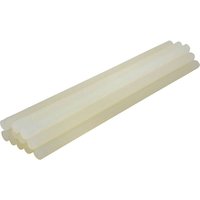 Clear cylindrical Arrow All Purpose Glue Sticks, translucent with smooth texture, bundled together.