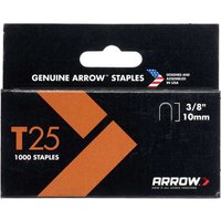 Black box of Arrow T25 wiring staples with orange text, 3/8 inch, 1000 count, USA flag on top right.