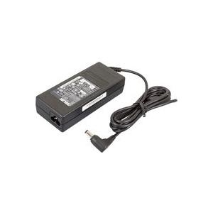 Black ASUS 0A001-00050500 power adapter with a rectangular design, featuring a label on top, a curved connector, and a long power cord.