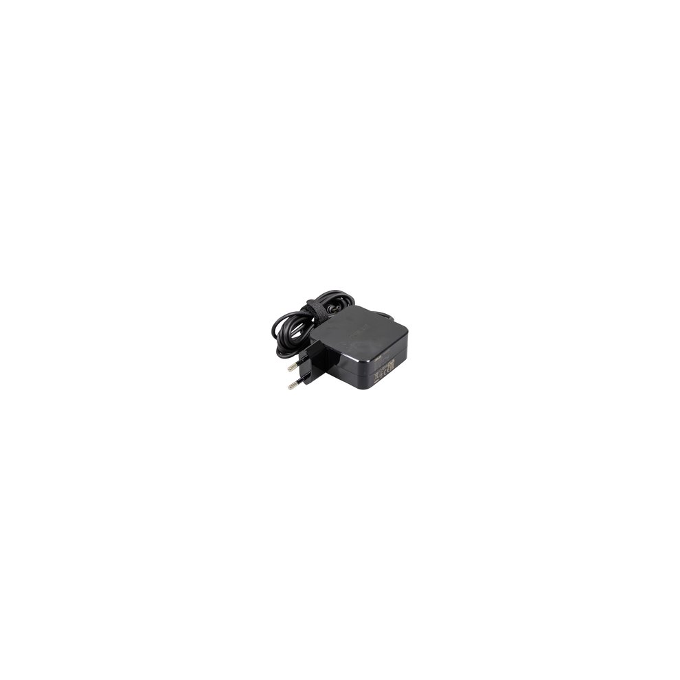 Black ASUS 0A001-00236400 power adapter with a compact design, featuring a two-prong plug and a coiled cable for indoor use, rated at 45 W.