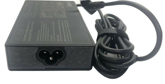 Black ASUS 0A001-01120100 power adapter with a rectangular design, featuring a connector port and a coiled power cable.