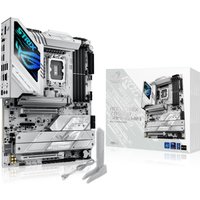 ASUS ROG STRIX Z890-A Gaming motherboard, silver and white design, LGA 1851 socket, with WiFi and RGB lighting.