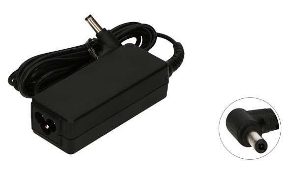 Black ASUS VP-A9Y74P power adapter with a rectangular body, featuring a coiled cable and a round connector tip, designed for indoor use with a power output of 40 W.