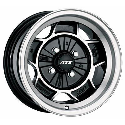 Set of 4 ATS Classic Alloy Wheels in Diamond Black and Polished finish, 13x8 inch size, featuring a 4x100 PCD, 57.1mm centre bore, with a sleek multi-spoke design.