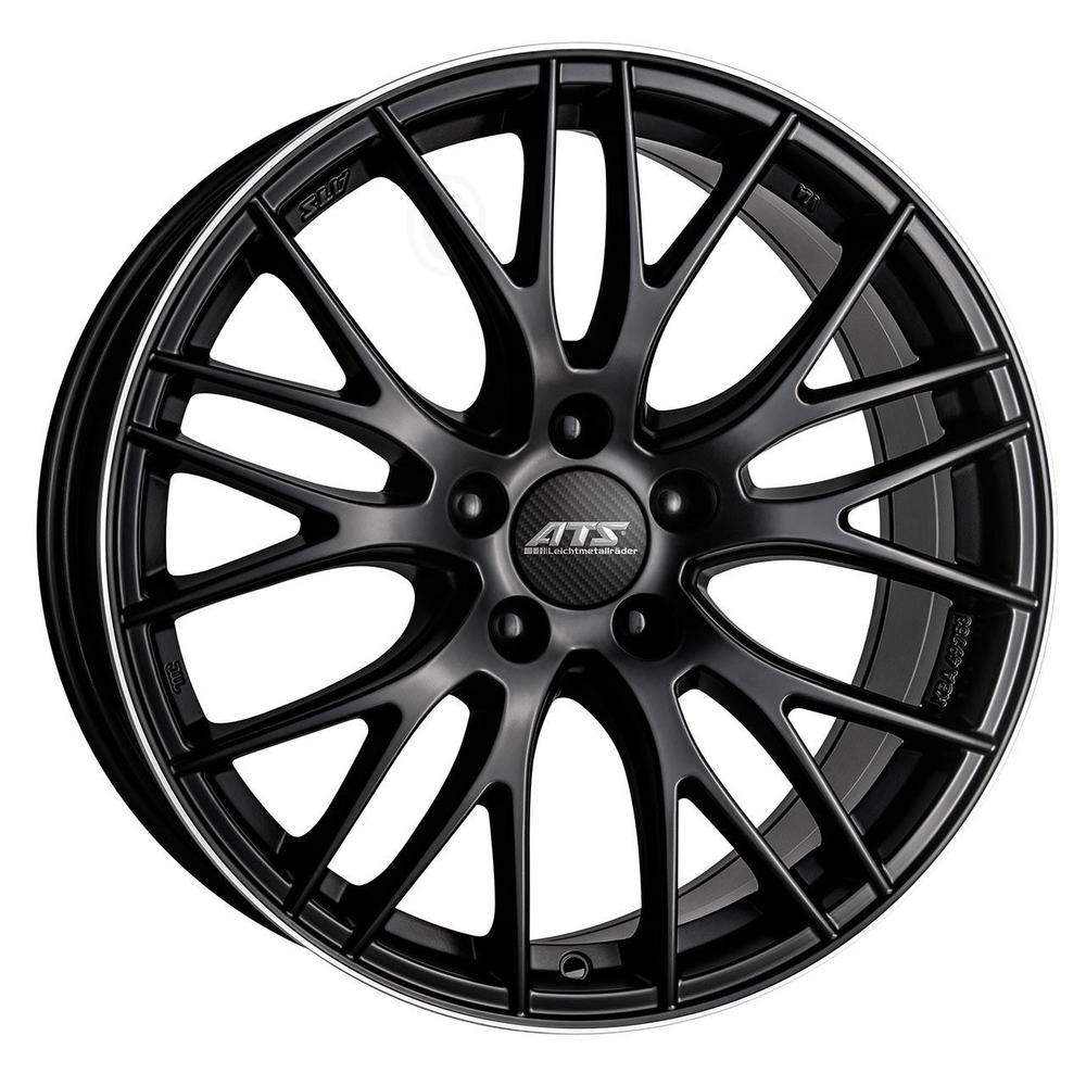 ATS Perfektion Alloy Wheel in Racing Black with polished accents, featuring a sleek 5-spoke design, 20x9 inch size, ET40 offset, 5x112 PCD, and 70.1mm centre bore.