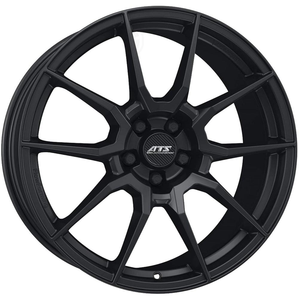 Satin black ATS Racelight alloy wheel featuring a sleek design with 10 spokes, measuring 20x11 inches, ET58, 5x130 PCD, and a 71.6mm centre bore.