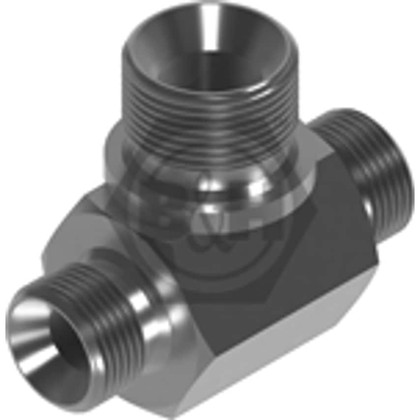 Metal M14 X 1/8 B M/m fitting with a hexagonal body and two threaded ends, featuring a polished silver finish for automotive plumbing applications.