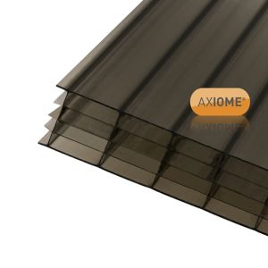 Axiome Bronze 25mm multiwall polycarbonate roofing sheet in brown, measuring 690 x 4000mm, showcasing a textured, layered design for durability and light diffusion.