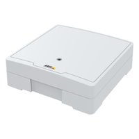 White plastic security door controller housing designed for two doors, featuring a smooth surface and a central mounting point on top.