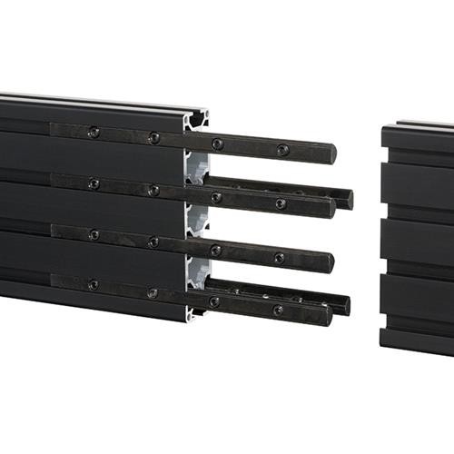 Black aluminum extension kit for B-Tech SYSTEM X, featuring multiple sliding rails and connectors for adjustable mounting solutions.