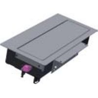 Black and grey Bachmann 925.500 outlet box with rectangular shape and visible mounting brackets.