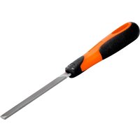 Bahco flat second cut file with orange and black ergonomic handle, 200mm length.