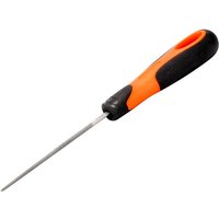 Bahco round second cut file with orange and black ergonomic handle, 200mm length.