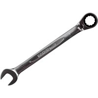 Silver Bahco 1RM ratchet combination spanner with open-end and ratcheting box-end, engraved logo on handle.