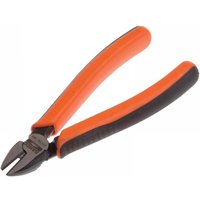 Orange and black Bahco side cutting pliers with sharp jaws and ergonomic handles, 180mm length.