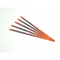Orange and blue Bahco Sandflex hacksaw blades, 300mm, 24 TPI, pack of 5, with hole for mounting.