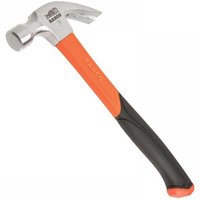 Bahco curved fibreglass claw hammer with orange handle, black grip, and silver head.
