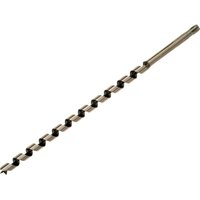 Bahco long combination auger drill bit with spiral flutes and pointed tip, silver and black finish.