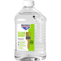 Clear plastic bottle of Bartoline Clean Spirit 2L with green label and paintbrush image, white cap.