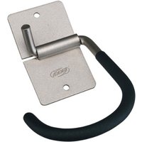Metal BBB BTL-26 Parking Hook with black rubber-coated curved hook and rectangular mounting plate with two holes.