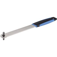 BBB DualForce Pedal Wrench with silver steel shaft, black and blue ergonomic handle, 6mm and 8mm ends.
