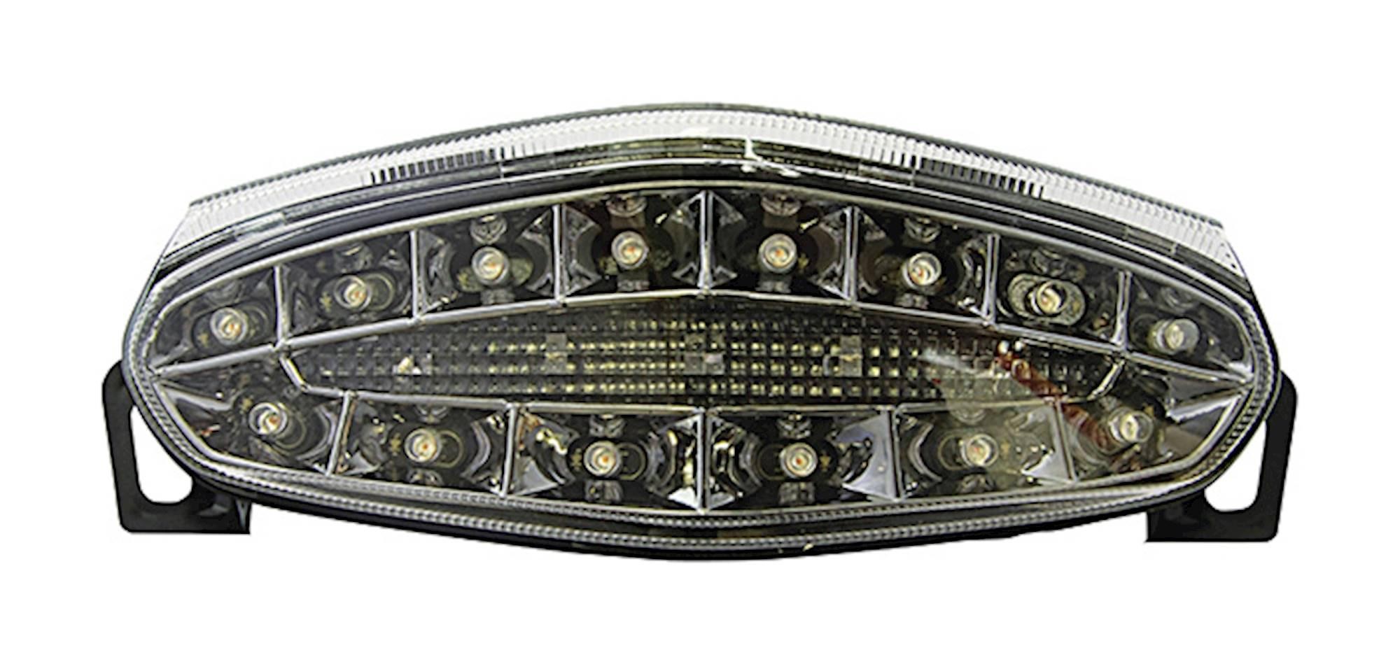LED rear tail light with clear lens, featuring multiple bright bulbs and integral indicators, designed for Kawasaki ER-6N models from 2009 to 2011.