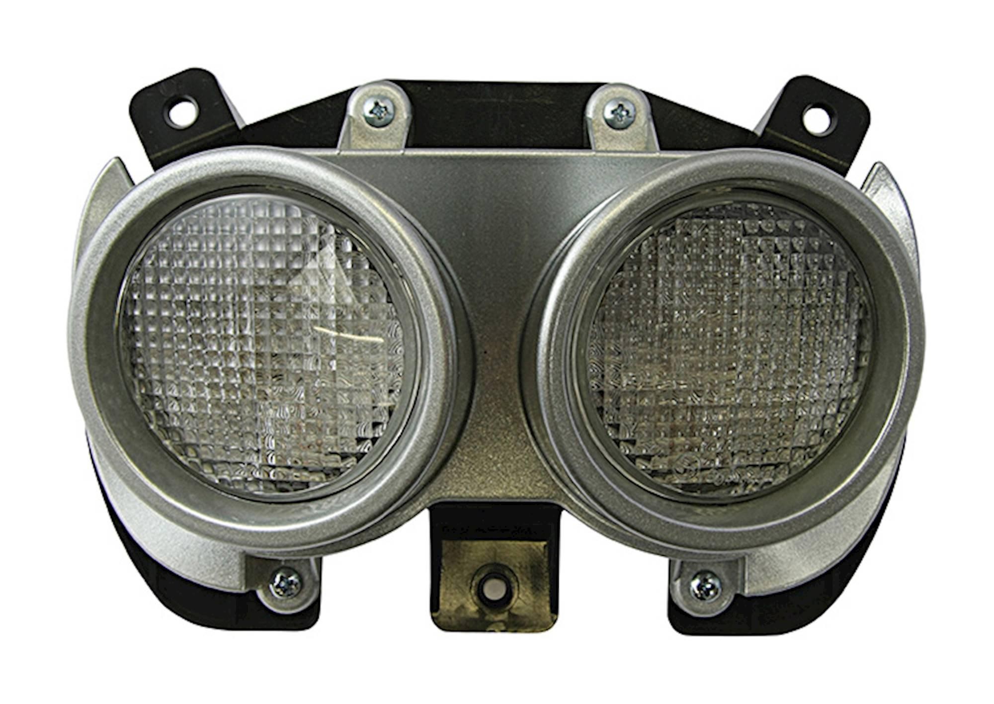 LED rear tail light with clear lens and integral indicators, featuring a silver housing and dual circular lights, designed for Suzuki GSR600 models from 2006 to 2009.