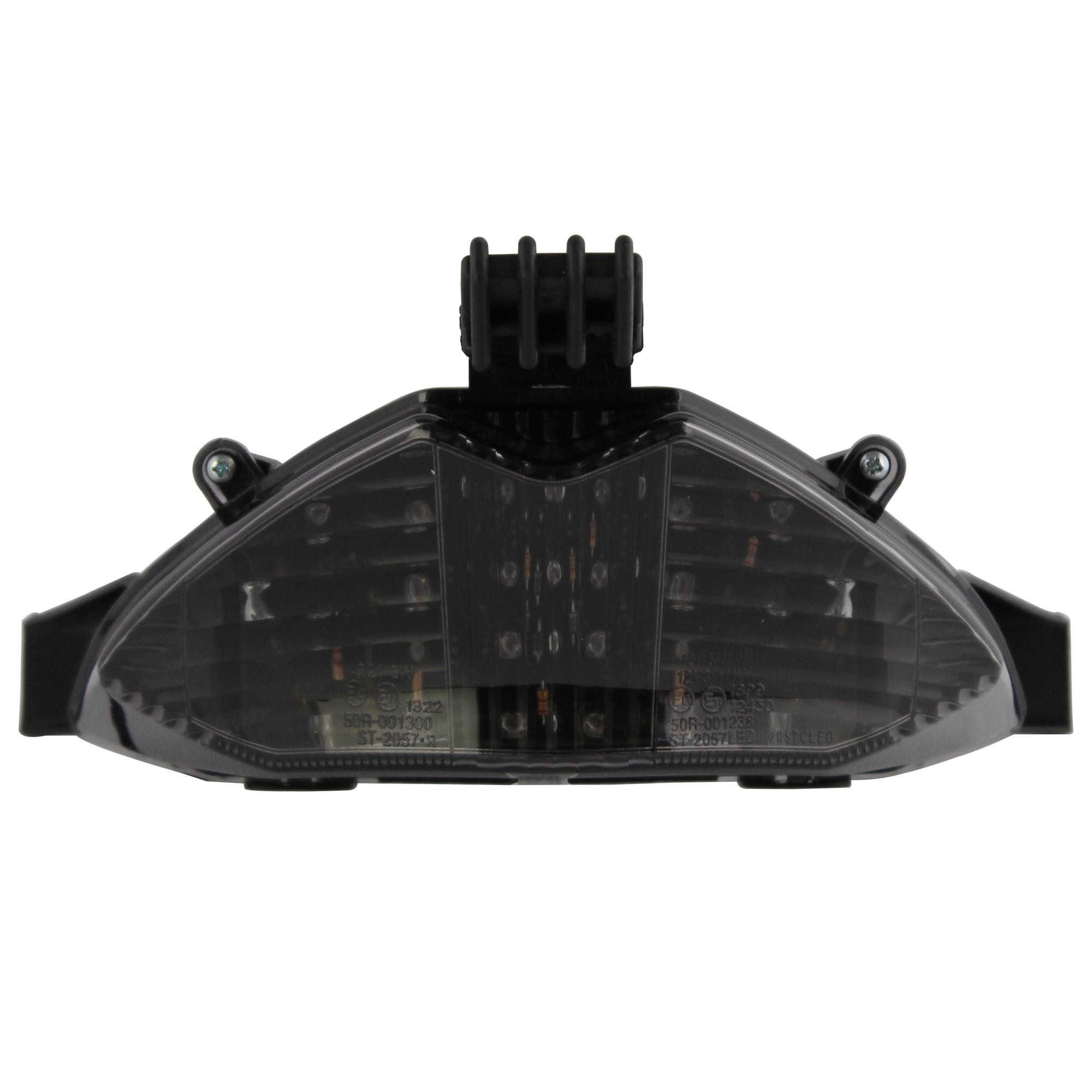 LED rear tail light featuring a cool grey lens, designed for Suzuki GSF650 Bandit models from 2006-2008, with a sleek, aerodynamic shape and multiple light elements.
