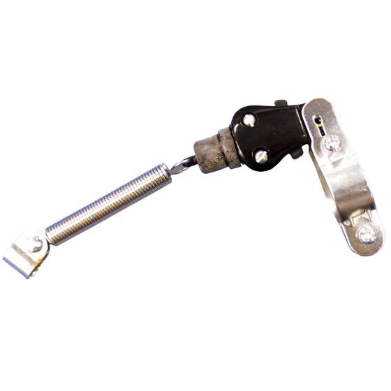 Universal British type stop switch by Bike-It, featuring a black plastic housing, metal lever, and a coiled spring for activation, designed for motorcycle applications.