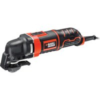 Black + Decker MT300KAGB oscillating tool, black and orange, 300W, with ergonomic grip and accessory attachment.