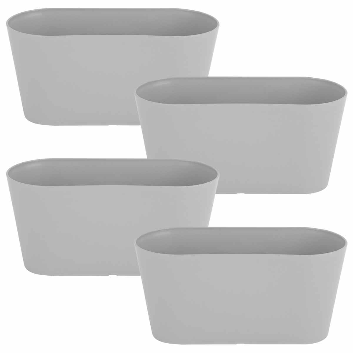 Large oval planter pot in a soft grey color, made from durable material, designed for indoor or outdoor use, featuring a smooth finish and a length of 30cm.
