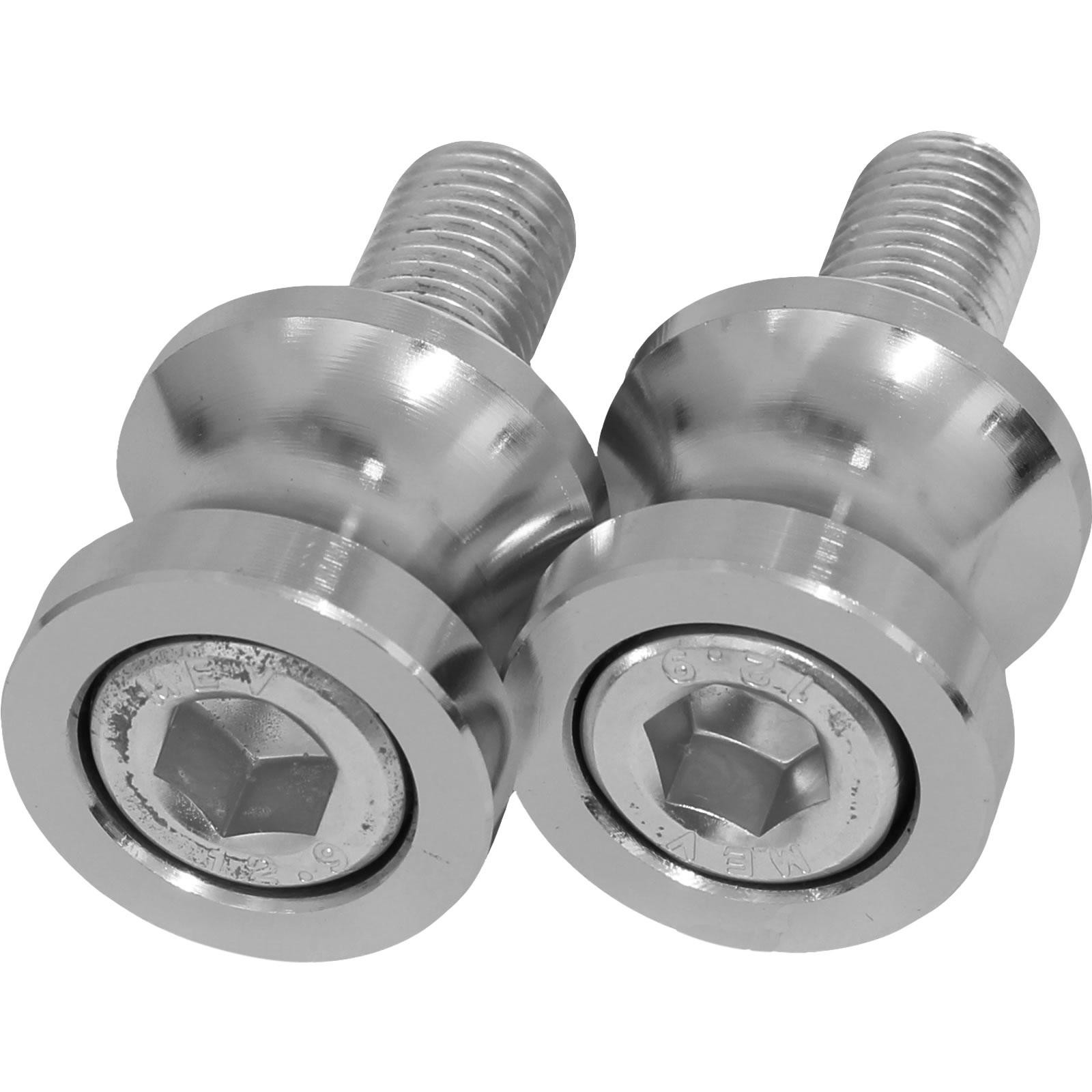 Black CNC aluminium bobbins with a 10mm x 1.25 thread, featuring a polished silver finish and a rounded design for enhanced durability and performance.