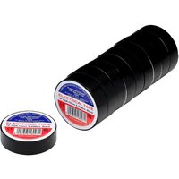 Black PVC electrical insulation tape rolls, 19mm x 20m, pack of 10, with blue and red Draper Tools labels.