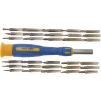 BlueSpot 31 Piece Precision Driver Set with blue and yellow handle and multiple interchangeable metal bits.