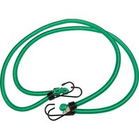 Green BlueSpot bungee cords with black hooks and metal tips.