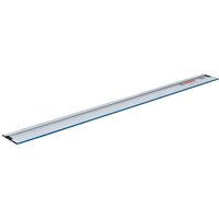 Bosch 1600mm silver guide rail with blue rubber strip and black end caps for precise cutting.
