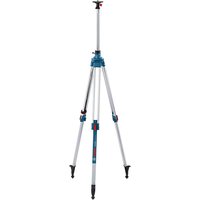 Bosch BT 300 HD tripod with silver extendable legs, blue central column, and adjustable head for laser levels.