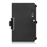 Black Bosch cordless tool battery charger with rectangular shape and side connector port.