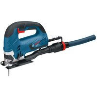 Bosch GST90BE Professional Jigsaw, blue and black with red accents, ergonomic handle, and dust extraction port.