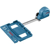 "Blue Bosch KS3000 jigsaw guide with integrated measuring tape and adjustable cutting base"